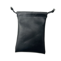 SoSew deboss logo cordon en cuir pu pochette de parfum cosmétique sac en cuir noir durable pour écouteur de bijoux