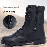 Sepatu Bot Kerja Kulit Asli Anti Air Model Tinggi Ujung Bulat untuk Hiking Taktis, Aktivitas Luar Ruangan, Gurun, dan Latihan Lapangan