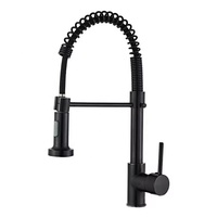 Robinet de cuisine monocommande moderne en acier inoxydable avec douchette extractible 2 fonctions, finition noire, style classique