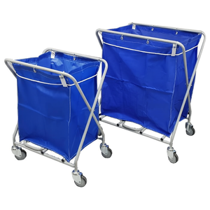 Cesto per biancheria pieghevole 135 L con telaio in acciaio blu e ruote per stoccaggio e trasporto - Product Image 2
