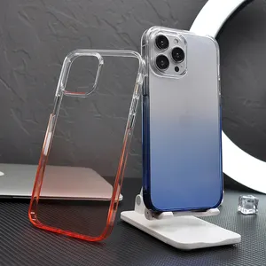 New Electroplated Dyed Gradient Colorful Transparent PC TPU Hybrid Shockproof Mobile Phone Case for iPhone 12 13 14 15 Pro Max