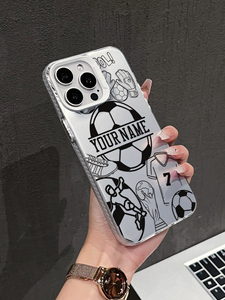 <span class=keywords><strong>Coque</strong></span> de protection antichoc en TPU personnalisable <span class=keywords><strong>avec</strong></span> nom et numéro, motif football doodle, peinture UV, argent réfléchissant pour - Product Image 4