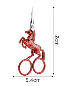 <span class=keywords><strong>Ciseaux</strong></span> de couture DIY <span class=keywords><strong>pour</strong></span> cérémonie du thé, motif cheval licorne rétro brodé au point de croix, lame en acier inoxydable, manche en alliage, style chinois - Product Image 5