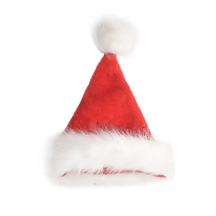 यूनिसेक्स वयस्क सांता टोपी मखमल आरामदायक क्रिसमस की छुट्टी टोपी उमड़ना क्लासिक आलीशान क्रिसमस की सजावट