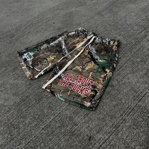 Streetwear Custom High Waist Drawstring <b>Camo</b> Distressed Ripped All Over Print Camouflage Jorts <b>Cargo</b> Jeans Denim <b>Shorts</b> for Men - Product Image 3