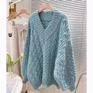 เสื้อสเวตเตอร์คอวีหนาสำหรับผู้หญิง แบรนด์ IStapromo ทรงหลวม สไตล์ลำลอง สำหรับฤดูใบไม้ร่วงและฤดูหนาว ดีไซน์ทันสมัย ให้ความอบอุ่น - Product Image 3