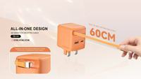 Cargador Rápido GaN con Enchufe Plegable y Retráctil, Cargador de Pared USB-C de 65W con Power Delivery 3.0 para iPhone 11 y Dispositivos Móviles