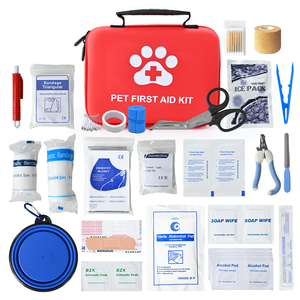 Trousse de premiers secours d'urgence portable grande capacité - ROUGE PU Imperméable pour soins des animaux de compagnie (chien/chat) Voyage en plein air et <span class=keywords><strong>camping</strong></span> - Product Image 1