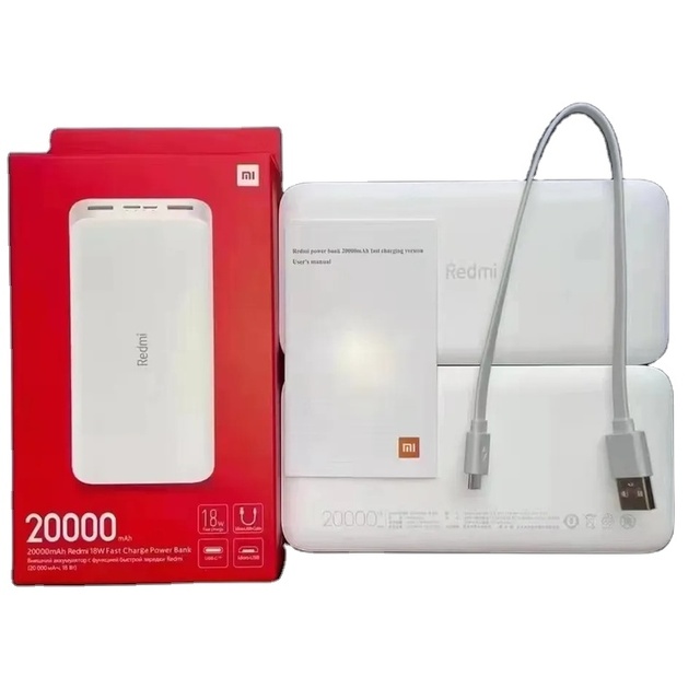 Original Global Version Mi Redmi Powerbank 20000mah 18w Fast Charging Micro-USB Xiao-mi 20000mah Power Bank Portable Ev Charger