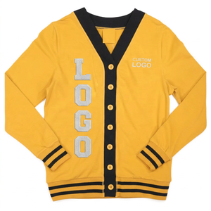 <b>Long</b> Sleeve Unisex Winter Knitted <b>Cardigan</b> Sweater V-neck Embroidery Single Button Closure Quick Dry Breathable Anti-Pilling - Product Image 1