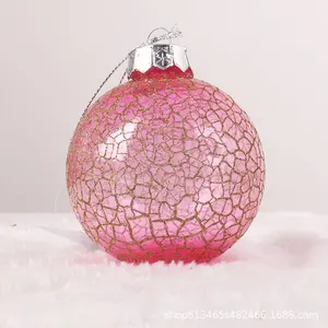 PET Transparent Plastic Ball With Light Christmas Tree Pendant 8cm Hollow Painted Ball Christmas Holiday Light Bulb Decoration