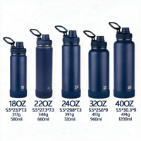 Bouteille d'eau isotherme sous vide de 32 oz et 40 oz avec poignée, en acier inoxydable, pour le sport, à large ouverture, en stock