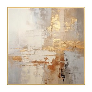 Hand Painted Oil Painting Brilliance <b>Square</b> Abstract Art Gold Leaf Canvas Wall Art For Living Room Entryway - Product Image 5