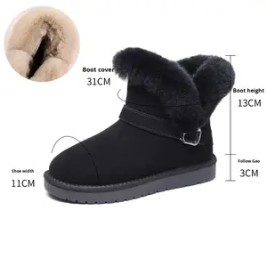 Sepatu bot salju wanita, sepatu bot Ankle bersol tebal musim dingin gaya baru 2025, sepatu katun serbaguna hangat - Product Image 6