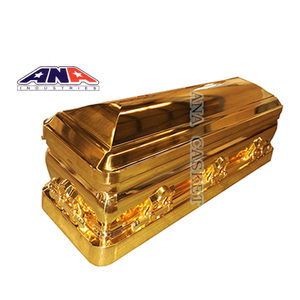 <span class=keywords><strong>ANA</strong></span> Rose <span class=keywords><strong>Rouge</strong></span> Velours Intérieur Forme Ronde Luxe Or Couleur Style Américain Cercueil en Bronze Massif - Product Image 3