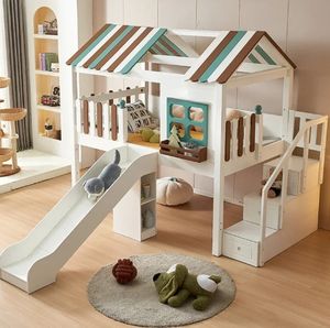 <span class=keywords><strong>Lit</strong></span> en bois massif pour enfants demi-hauteur avec <span class=keywords><strong>bureau</strong></span> et armoire intégrés pour garçons ou filles - Product Image 1