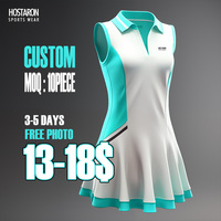 Robe de tennis HOSTARON avec logo personnalisé, coupe ajustée, jupe de sport à séchage rapide, jupe de tennis bleue sexy, robe de golf pour femmes