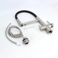 Robinet de cuisine extractible en nickel sans plomb, acier inoxydable 304, eau chaude et froide, filtre à eau potable, robinet de cuisine à trois voies