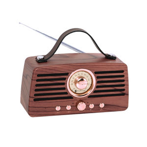 NR4013 ลำโพงไม้แบบพกพาสไตล์เรโทร วิทยุ FM พร้อมเสาอากาศ แบตเตอรี่แบบชาร์จไฟได้ อุปกรณ์เสียงไร้สาย - Product Image 3