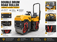 Mini-rouleau compresseur hydraulique autoporté |   Compacteur vibrant à double tambour |   Moteur diesel refroidi par eau Changchai