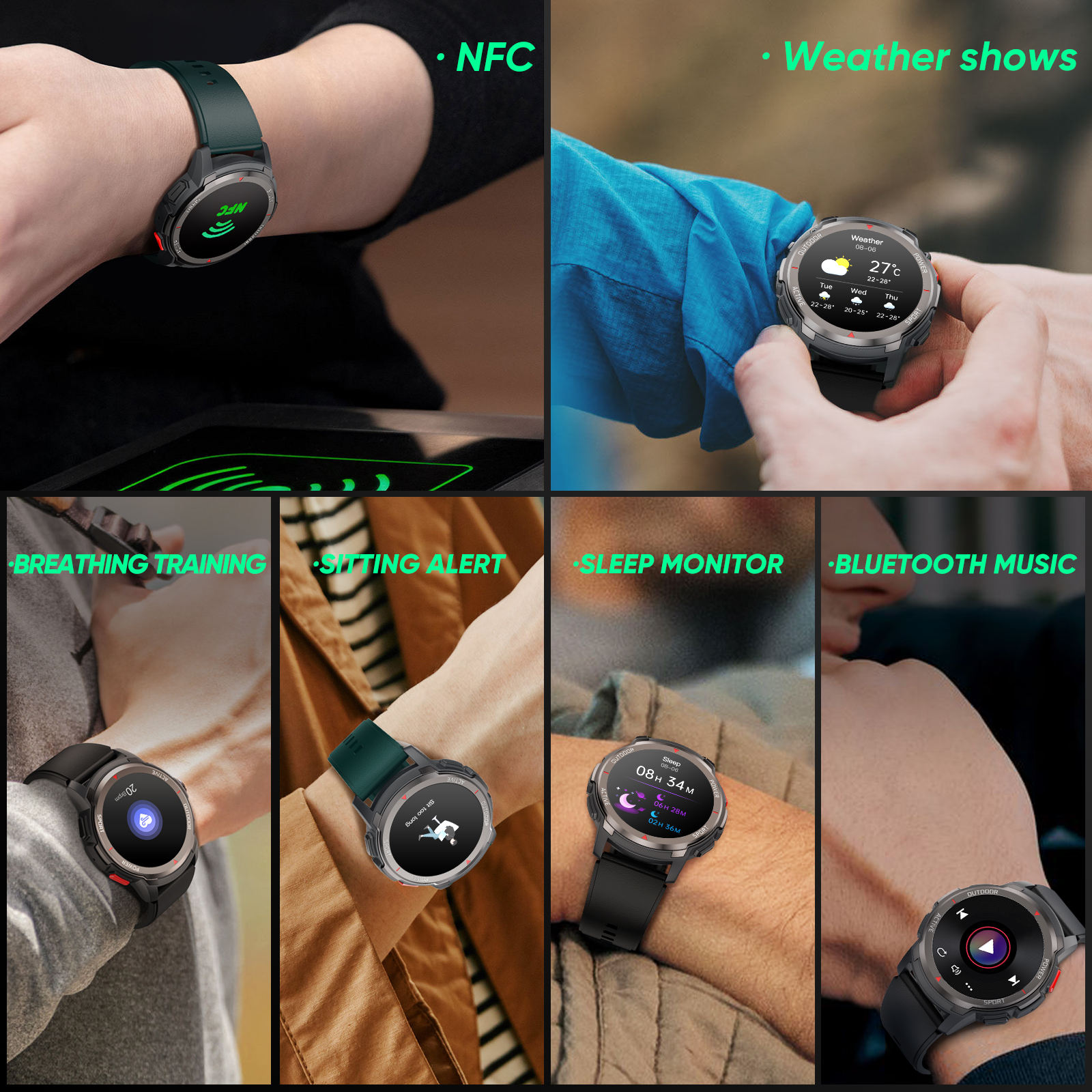 Bracelet Naixues Smartwatch Mk08 Bluetooth Smart Horloges Mannen