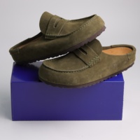Sepatu Clogs Moccasin Kulit Suede Boken Grosir, Alas Kaki Anatomis dari Gabus, Harga Pabrik, Logo Custom, Sandal Pria Musim Panas untuk Kegunaan Sehari-hari