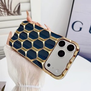 Funda de lujo para teléfono móvil iPhone 17 11 Pro Max, con diseño de rombos 3D electrochapados, cubierta de TPU con patrón de panal, venta al por mayor de fábrica - Product Image 4