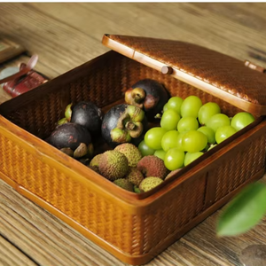 Bamboo Woven Lacquer square Storage Box