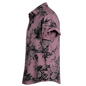 เสื้อเชิ้ตแขนสั้นพิมพ์ลายดอกไม้สีดำม่วงสำหรับผู้ชาย เสื้อเชิ้ตติดกระดุมลำลองสำหรับฤดูร้อน ชายหาด รีสอร์ท วันหยุด ขายส่ง - Product Image 5