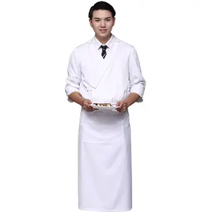 黑白厨师夹克和围裙日本餐厅居酒屋工作服男士烹饪服装和男士寿司厨师外套