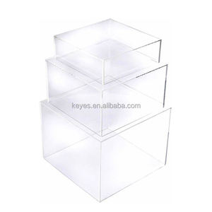 Ensemble de 3 cubes gigognes modernes en acrylique noir Présentoir de nourriture pour <span class=keywords><strong>buffet</strong></span> de mariage et de fête portable - Product Image 6