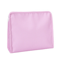 Pochette de voyage portable en gingham multicolore brodé, motif mahjong, pour cosmétiques et articles de toilette, pour femmes