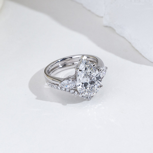 Messi Jewelry MSR-2077 14K Gold Pear Shape Lab Grown <b>Diamond</b> <b>Ring</b> - Product Image 2