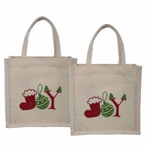 Petit sac en jute avec poignées ondulées, idéal pour les fêtes de Noël, les anniversaires et le transport de cadeaux - Prix comparatif - Product Image 2