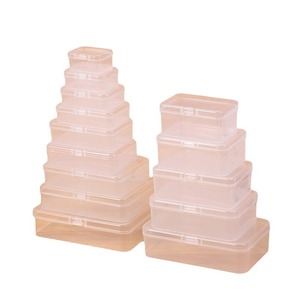 <b>Square</b> Transparent Plastic Storage Box <b>Set</b> Small Jewelry Earplug Spare Parts Organizer Desktop Container Stackable Clear Bins - Product Image 5