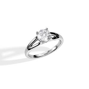 แหวนเพชรโมอิสทรงกลมสุดหรูสำหรับสตรีแหวนชุบโรเดียมชุบทองคำขาวเครื่องประดับสำหรับงานแต่งงาน - Product Image 4