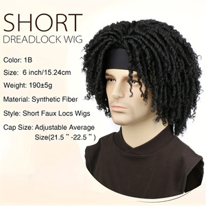 Synthétique Afro Twist Bandeau Dreadlock <span class=keywords><strong>Perruques</strong></span> Fluffy Doux Faux Locs Cheveux Perruque 6 Pouces Afro Bouclés Bandeau <span class=keywords><strong>Dreadlocks</strong></span> Perruque - Product Image 5