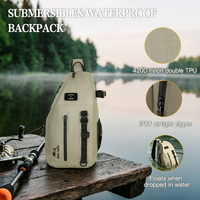 Sac de pêche submersible étanche GAF 10L IPX7 en nylon 420D avec double sangle réglable en TPU et porte-canne