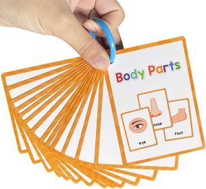 Tarjetas de Memoria de Partes del Cuerpo para Niños Pequeños, Tarjetas de Aprendizaje de Vocabulario en Inglés con Ilustraciones, Juguetes Educativos Tempranos para Niños - Product Image 2
