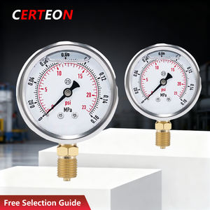 YTN60 Doble Escala PSI Vacío Aceite Lleno Montaje Axial Antigolpes Resistente a Corrosión M14 NPT G1/2 Manómetro - Product Image 1