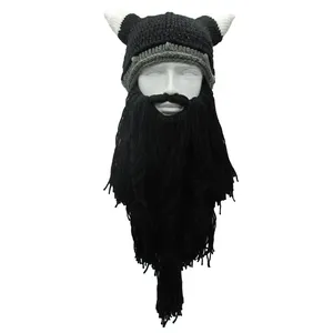 2020 Đan Viking Râu Sừng Mũ Điên Mũ Trượt Tuyết Barbarian Beanie Halloween Anh Cosplay Cổ Điển Mùa Đông Ấm Hơn Mũ Len - Product Image 2