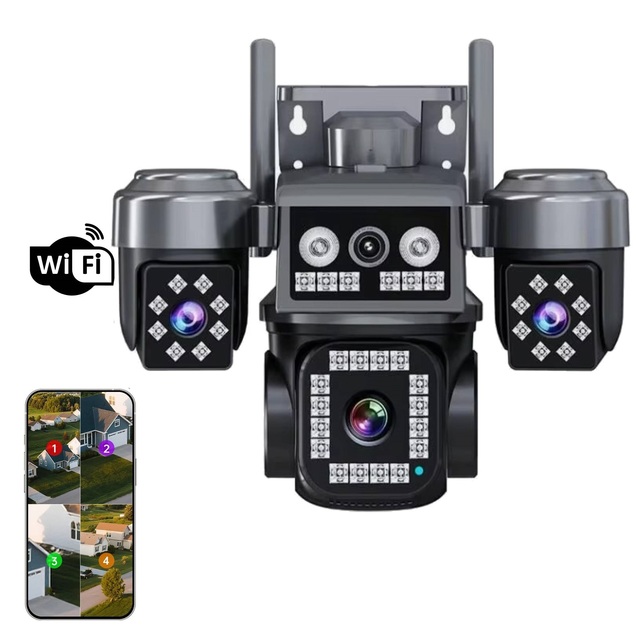Home Security 4K 4 Lens WiFi Cameras for Indoor/Outdoor Using Cameras  with Audio and Video Live Feed with Cell Phone App