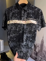 Chemise d'été décontractée pour homme à manches courtes, best-seller, multicolore, en coton/fibre de bambou tissé, boutonnée, avec patchwork imprimé en 3D - Élégante