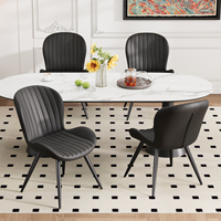 Chaises de salle à manger modernes d'extérieur en tissu avec dossier confortable, rembourrage épais et coussin doux, hauteur 19 pouces, en métal pour salon