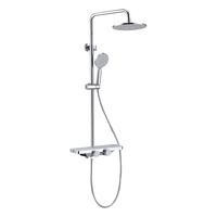 Système de douche gris anthracite moderne avec étagère de rangement, ensemble de douche mural à effet pluie avec douchette à main et pulvérisateur de bidet