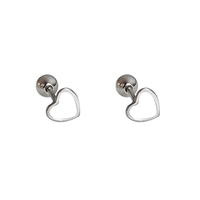 Boucles d'oreilles élégantes FY-ED581 en argent sterling 925 plaqué or rhodié, design simple en forme de cœur, avec perle et fermoir à vis