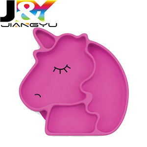 Plaque de succion de plat de poignée de <span class=keywords><strong>licorne</strong></span> en Silicone pour bébé et tout-petits plaque divisée antidérapante - Product Image 1