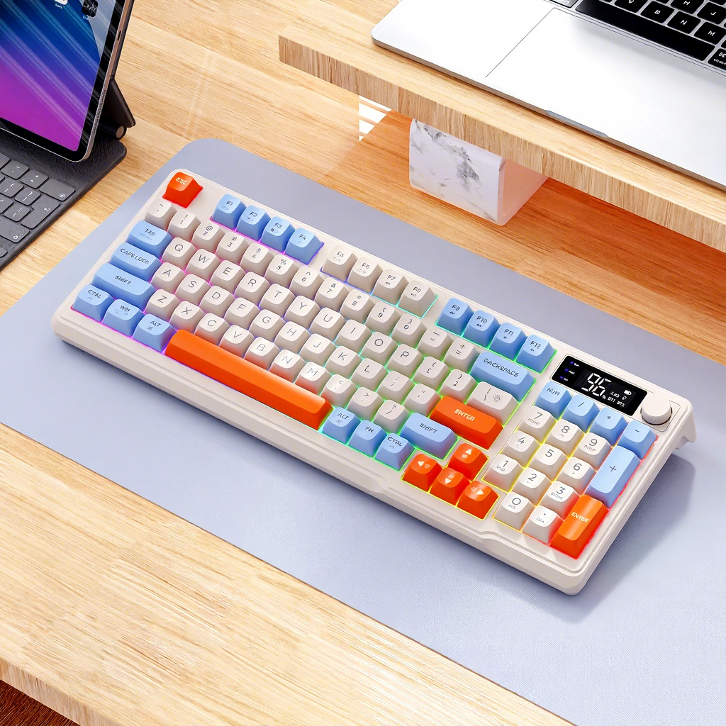 คีย์บอร์ดไร้สายบลูทูธแบบสองโหมด สีขาว