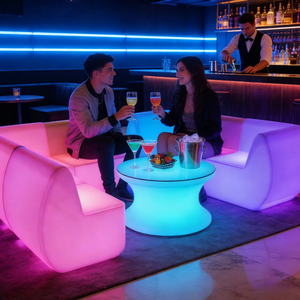 Ensemble de canapés en plastique PE avec logo personnalisé éclairé par LED, mobilier pour événements de mariage avec éclairage RGB à 16 couleurs changeantes, Di Divano <span class=keywords><strong>a</strong></span> LED - Product Image 5