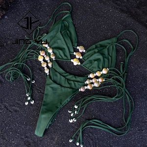 Trajes de Baño de Nailon Ecológicos de Alta Calidad con Accesorios de Concha Texturizados Personalizados de Fábrica - Product Image 1